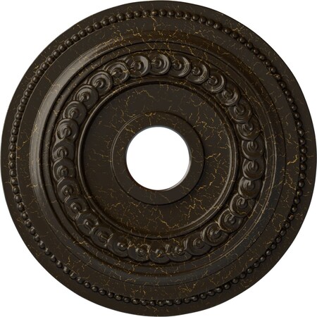 Ekena Millwork Oldham Ceiling Medallion (Canopies up to 8 5/8"), 18"OD x 3 3/8"ID x 7/8"P, Stone Hearth Crackle CM18OL1SHC